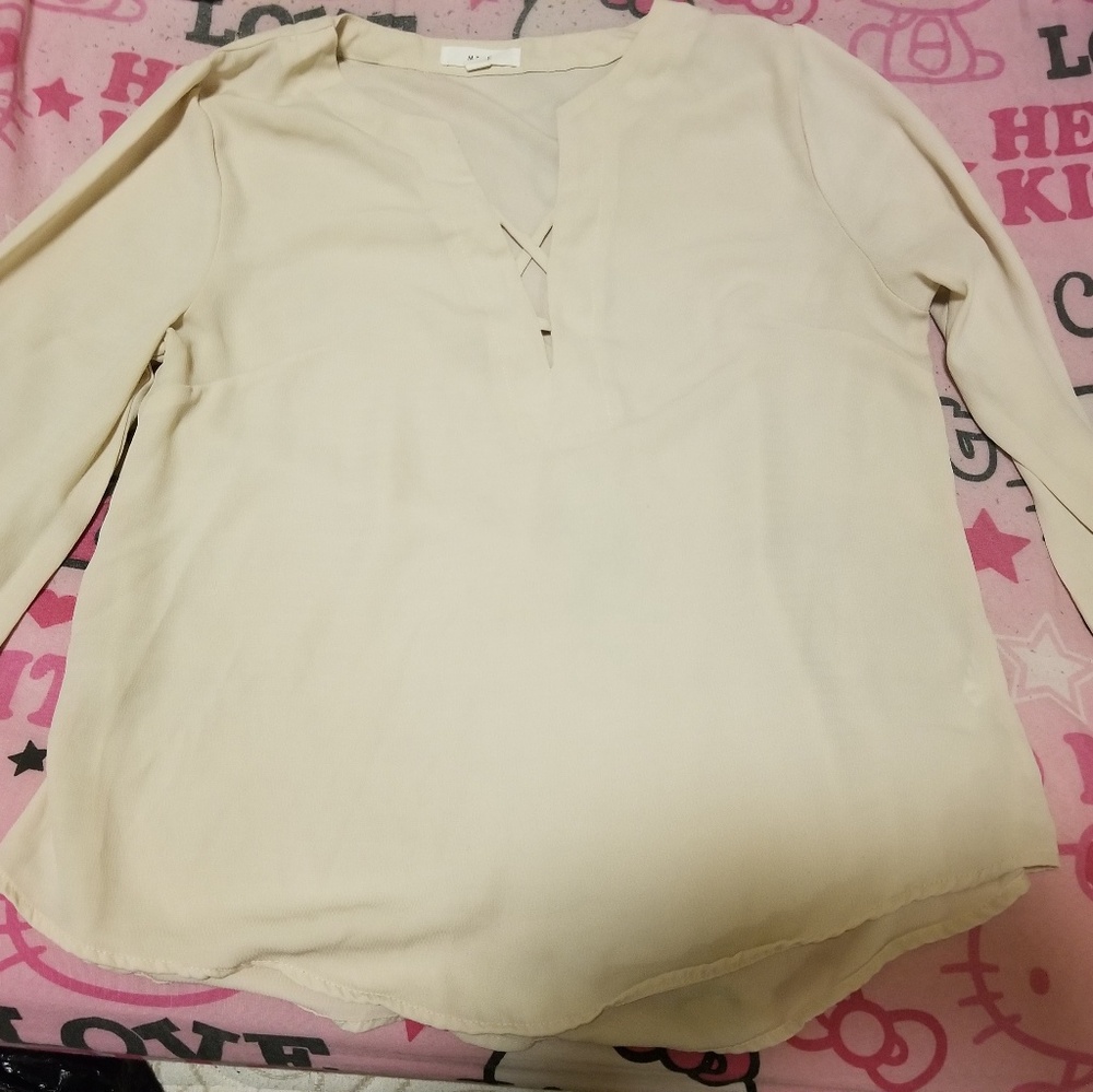 White criss cross shiffon blouse